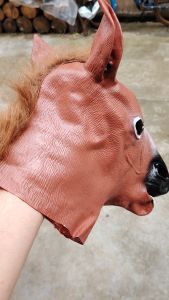 Realistic Horse Head Masks Full Head Fur Mane Latex Creepy Animal Mask For Halloween Party Costume Props
