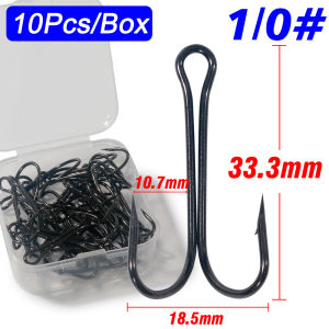 LAKBAT 10pcs Long Shank Double Hook Fishing Tackle For Soft Lure Fly Angling Tack Tying Duple Hook Jig Bass Freshwater Fish Hook