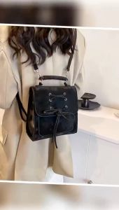 กระเป๋าสะพาย สายปรับได้ กระเป๋าเป้ผู้หญิงความจุขนาดใหญ่ หัวเข็มขัดกุทัณฑ์ นักเรียน PU Bookbag สุภาพสตรี