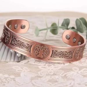 Powerful Magnet Copper Life Tree Bracelet - Adjustable Solid Copper Bracelet with 6 Powerful Magnets Adorned with Intricate