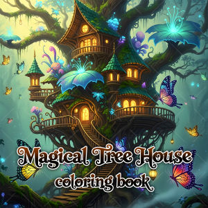Magical Tree House Bold-easy Patterns Coloring Book for Adults Cute Drawing Book Perfect Gift for Party and Birthday 