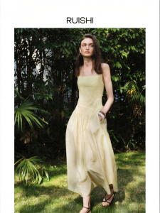 epoque de rueen | Silk Cotton Blend Solid Long Dress