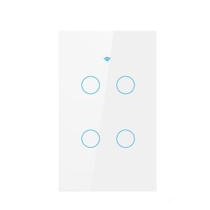Smart Switches US Neutral Wire/No Neutral Wire Required 1/2/3/4 Gang Light WiFi Touch Switch Works with Tuya Smart Life App
