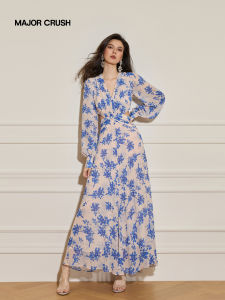 Fasionable Waist-Baring Print Dress