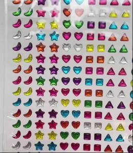 3D Gem Sticky Earrings Glitter Crystal No-piercing Ear Stickers Princess Dress-up Nail Ear Jewelry Toys Gifts for Girls
