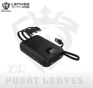 PX140 - Powerbank LENYES PX-140 10000mAh Built In Cable 4 In 1 Digital Display Indicator Mini Portable Power Bank