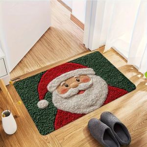 VIKAMA Xmas Cute Elk Doormat Christmas Reindeer Floral Pattern Non Slip Absorbent Floor Mat Indoor Home Holiday Decor Rug