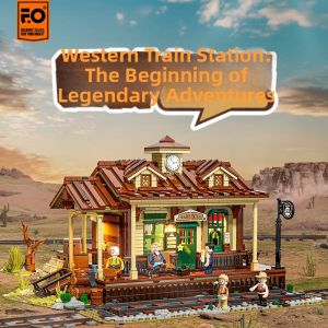Funwhole | Light-up Buildable Western Train Station Model