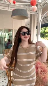 BN02 เดรสลายทาง ไหมพรม สาวอวบ ใส่ซิคๆ เที่ยวคาเฟ่ เดินห้าง ราคาพิเศษ สวยงาม สนุกสนาน คุณภาพถ่าย