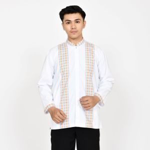 Steve Richard Baju Koko Pria Lengan Panjang Bahan Katun Dingin Motif Garis Terbaru Premacy Art.693