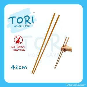 TORI HOME 42cm Chinese Wooden Chopstick 1 Pair Extra Long No Paint Coasting Chopstick Set English Chopstick Natural Wooden Chopstick Cooking Chopstick 1 Pair excited
