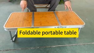 Outdoor 3/2 folding table picnic barbecue bamboo board table camping hand in hand Barbecue Table Bamboo Allegro Table Bed Computer Table Household