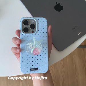 MojiTo Polka Dot Starfish Stand Full Cover Protection Soft Silicone Anti-Fall Case for Apple iPhone 15 pro Max Compatible with iPhone 13