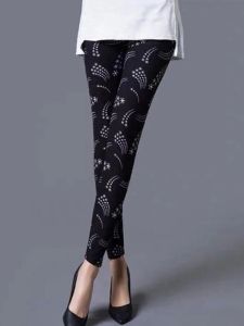 Street Style Printed Bottomed Leggings for Women High Waist Regular Thickness Ideal for Casual Birthday Parties