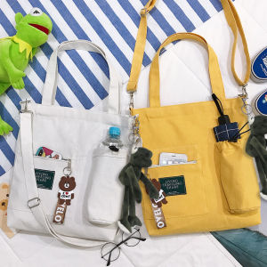 Trendy Korean Canvas Shoulder Bag for Women Large Capacity Handheld Single Shoulder Bag Suitable for Tutoring Handbag
