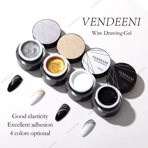 Vendeeni 4 Colors Spider Line Gel Nail Polish Black White Painting Line Web UV LED Gel Varnish Elastic Wire Drawing Gel Lacquer