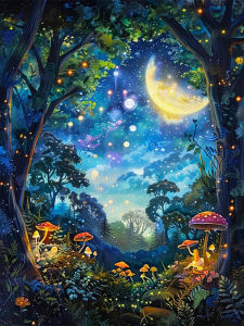 Jigsaw Puzzle 500/1000/1200/2000PCS Moon Tree Mushroom Landscape Scenery Artwork Stress Relief Puzzle Wall Art Decor Gift