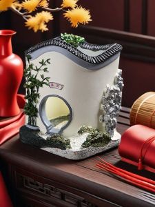 Retro Creative Desktop Office Decorations Chinese Style Tabletop Ornaments Micro Landscape Teachers Day Gift Pen Holder