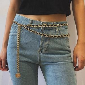 Elegant Versatile Womens Winter Coat Waist Chain High-End Slimming Stylish Trendy Fashion Jewelry Accessory