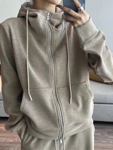 หนาขึ้น บริสุทธิ์ ผ้าฝ้าย เสื้อแจ็คเก็ตมีฮู้ด พรางหุ่น ขากว้าง กางเกง ลำลอง ชุดกีฬาสําหรับผู้หญิง ฤดูใบไม้ร่วง ฤดูหนาว สไตล์ใหม่ ปกตั้ง