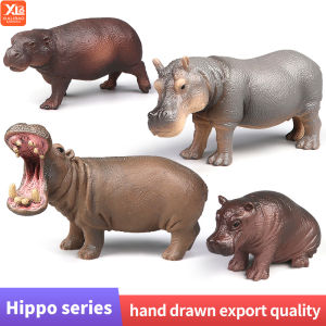 Cute Wild Animal Figurine Hippo Set Simulation Kids Toy Action Figure Collection Educational Gift for Children