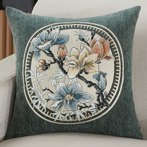 Redwood Living Room Square Pillowcase without Core Chinese Style Plant Floral Pattern Home Decorative Cushion Cover for Nap