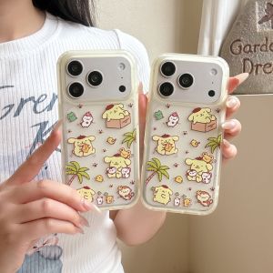 Sanrio | Cute Transparent Yellow Pudding Dog Phone Case for iPhone 17 Pro Max 17 Pro 16 15 Pro Max Luxury High-end Protective Back Cover