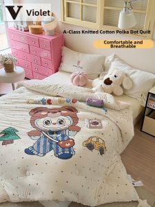 Violet | Violet Knit Cotton Dotted Flannel Large Stars Quilt
