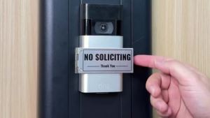 Flipable No Solicitors Sign for Doorbell Horizontal Vertical Mode Easy Installation The Gift for Home Offices with Sleeping Baby