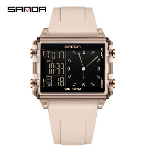 Sanda | Đồng Hồ Đeo Tay Kỹ Thuật Số SANDA 6273 Hình Vuông Dành Cho Nam Nữ Chống Nước Có Đồng Hồ Đếm Ngược Giờ Thế Giới Đồng Hồ Thể Thao Phát Sáng
