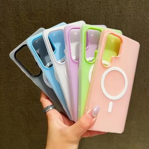 AKABEILA | Clear 2 IN 1 Candy Color Case For Samsung S26 Ultra S25 Edeg S24 FE S23 S22 Ultra Plus A57 A37 A17 A07 A56 A36 For Magsafe Cover
