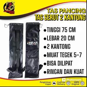 Tas Pancing 2 Kantong Tutup Serut Panjang 70Cm Cocok Buat Joran Tegek 5-7 Biji