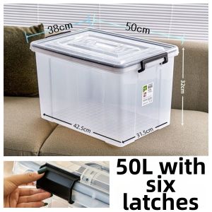 Sealed Plastic Storage Box Large Transparent Moisture Proof for Clothes Toys Books Organizing Box Household Closet Kitchen