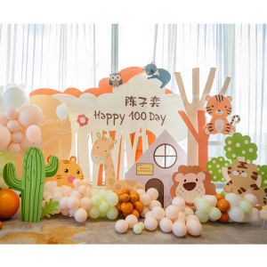 Animal Series Baby Hundred-Day KT Background Board Set Decoration Birthday Banquet Birthday Party Banquet Decoration Suit Photo Props