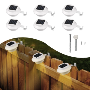 Solar Powered Outdoor Lights W/3 LED Bulbs Auto On/Off Wall/Gutter/Fence Mount Warm White Light Garden Patio Yard Camping BB