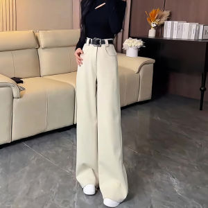 White Casual Loose Womens Suit Pants High Waist Slimming Fashionable Straight Leg Floor-Length Trousers Autumn New Arrival
