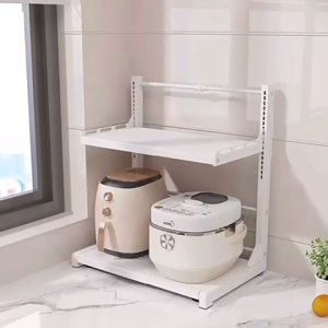 *SG Stock* Height Adjustable & Expandable Microwave Oven Rack Kitchen Countertop Organizer Rack Kitchen Storage Rack Toaster Rack Air Fryer Rack Rice Cooker Rack Kettle Rack Coffee Machine Rack Oven Holder Oven Stand Toaster Stand