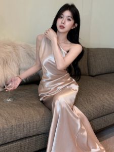 GUZILIAN | Elegant Shoulder-off Satin Evening Dress Backless
