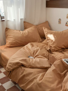 Nordic Style Simple Pure Cotton Bedding Set Single Color 1.5m Duvet Cover Bed Sheet 100% Pure Cotton 3 Piece Dormitory Set