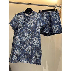 Shalldoer | Retro Print Chinese Style Two-Piece Set