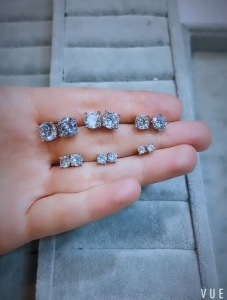 BW jewerly Earring ต่างหู ต่างหูเงิน เพชรโมอีส สี่กรงเล็บ เครื่องประดับยอดฮิต ต่างหูเพชร EH026