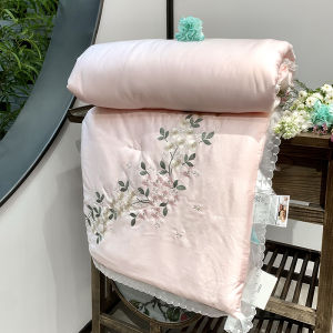 Summer Ice Silk Cooling Air Conditioner Quilt Double Size Washable Lightweight Lenzing Rayon Fiber Filled Comforter