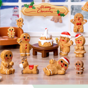 Micro Landscape Creative Christmas Gingerbread Man Decoration Resin Snowman Cartoon Biscuit Cake House Elk Christmas Tree