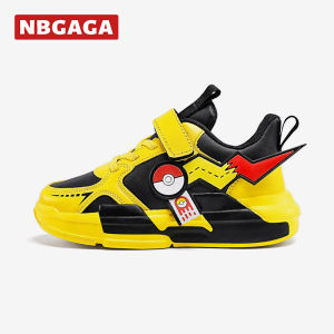 NBGAGA Giày thể thao da Pikachu cắt trẻ em Giày thể thao ngoài trời trẻ em Giày nam và nữ Giày đi học cỡ 28-39