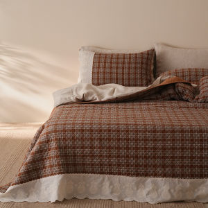MISU | Double-layered Quilted Pure Cotton Bed Cover Three-piece Set