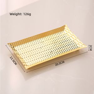 Nordic Gold Plated Metal Tray Afternoon Tea Cake Serving Tray Photo Prop Decorative Jewelry Display Piece Fruit Basket