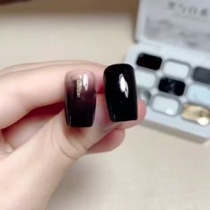 Bộ Gel Sơn Móng Tay Đặc 1 Bộ/2 Món - Màu Đen Trắng Vàng Lớp Phủ Dày Tương Thích UV&LED Kèm 100 Miếng Bông Tẩy Và 1 Kẹp Để Tạo Móng Nghệ Thuật Tự Làm