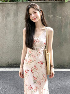 BIFEIMENG | Elegant Lace and Floral Print Strap Maxi Dress