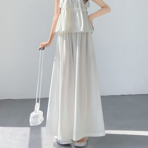 Puella | Ice Silk Cotton Linen Loose Leg Pants High Waist Slimming Casual Trousers