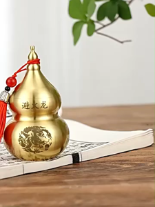 Brass Fire-Avoiding Dragon Bottle Gourd Bottle Kitchen Feng Shui Ornaments Household Items黄铜避火龙瓶葫芦瓶 厨房风水摆件 家居用品